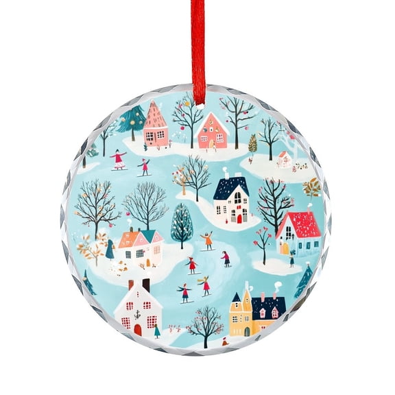 Colorful And Whimsical Christmas Town Xmas Ornament Holiday Seasonal Snowy Town Christmas Ornaments Crystal Hanging Hanging Ornaments Xmas Tree Decor for Family Friends Lovers