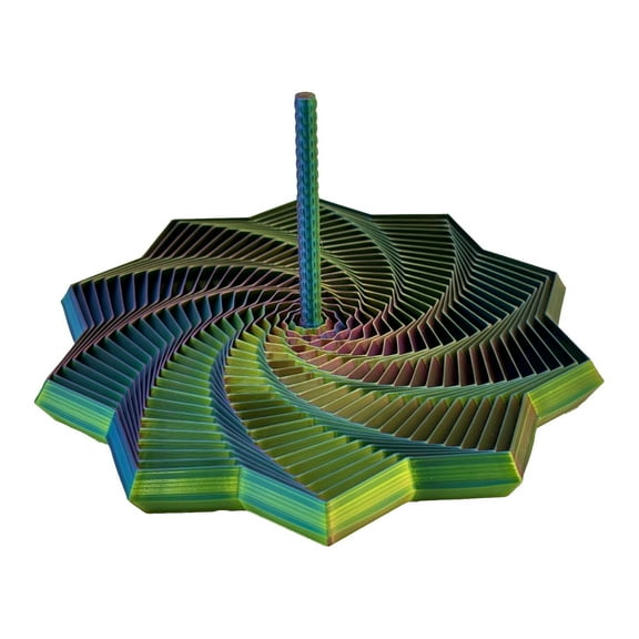 Colorful Whirling Spiral Design 3D Printed Expanded Sensory Fidget Star with Handle 2025 New Star Shaped Fidget Star Handle Spiral (L)