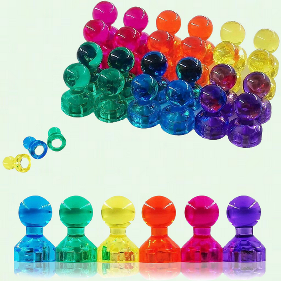 Colorful Whiteboard Magnets, 36pcs Strong Magnetic Push Pins for Office, Kitchen, Map & Pictures