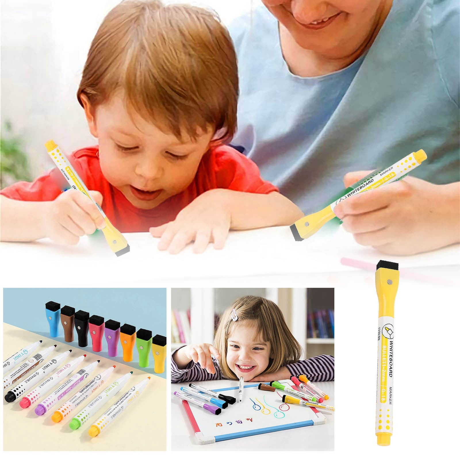 Colorful Whiteboard Markers With Tape Brush Large Capacity Erasable