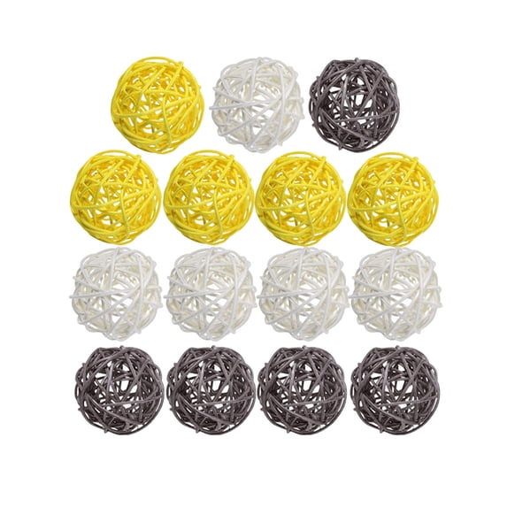 Colorful Wicker Ball Decorations, Natural Woven Vase Fillers and Table Centerpieces for Wedding, Party, and Holiday Bowl ments, 15pcs