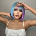 thumbnail image 1 of Colorful Wig Short Ombre Wig with Bangs Heat Resistant Synethetic Fiber Wig, 1 of 6
