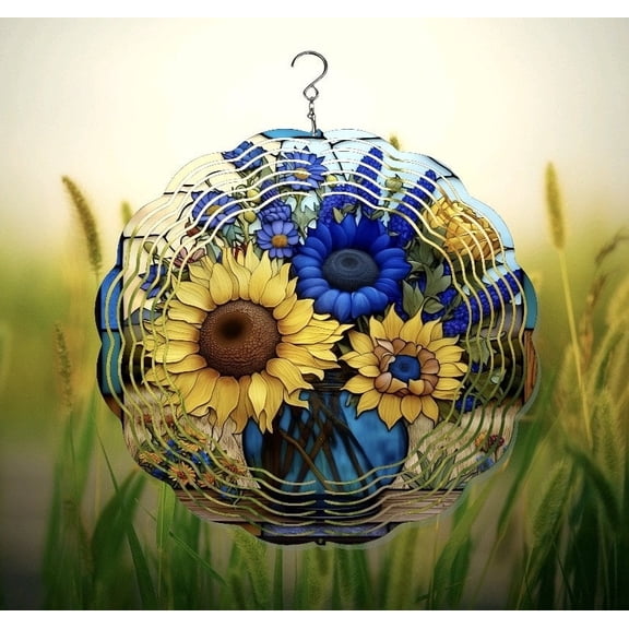Colorful Wild Flowers Wind Spinner, Weather Resistant Garden Art