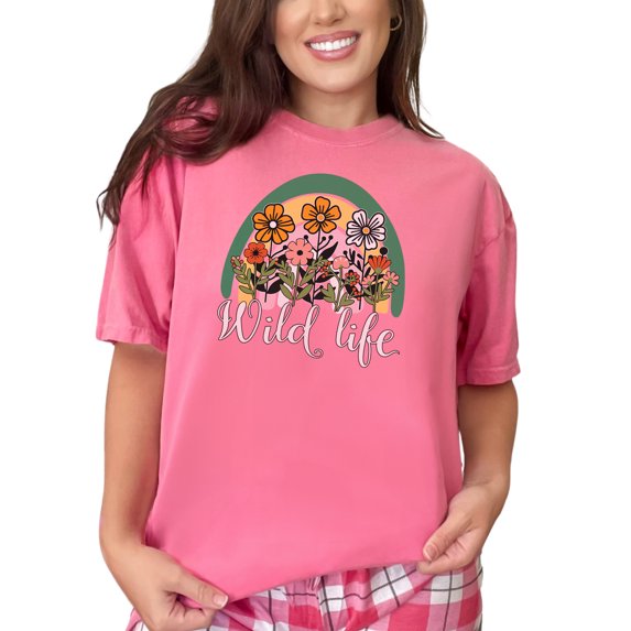 Colorful Wild Life Nature T-Shirt, Floral Graphic Tee, Vintage Outdoor Shirt, Retro Botanical Design, Boho Wildflower Clothing, Crunchberry Comfort Colors T-Shirt, Small