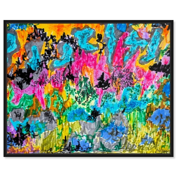 Colorful Wilderness Canvas Bright Colorful Abstract Wall Art by Art Remedy, Black Frame, 20" x 16"