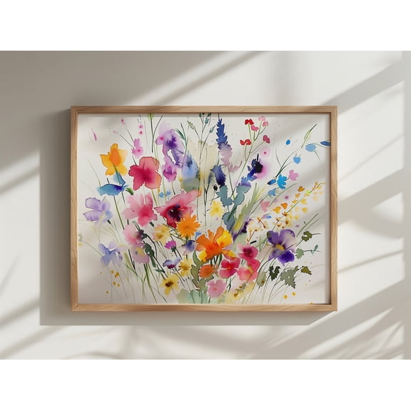 Colorful Wildflower Art Flowers Bright Floral Prints Printable Modern Flower Wall Art, Unframed Paper Poster 8x10in