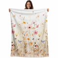thumbnail image 1 of Colorful Wildflower Blanket Soft Cozy Warm Throw Blanket for Couch, Plush Fuzzy Flannel Fleece Blankets for Sofa, Botanical Vintage Floral Country Retro Bed Blankets Gifts for Men, 40"x60", 1 of 9