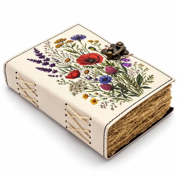 Leather Journal Writing Notebook for Men and Women, 7 x 5 Inch, Wildflower