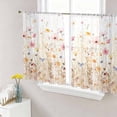 thumbnail image 1 of Colorful Wildflower Semi Sheer Window Curtains 54 Inches Long, Botanical Vintage Floral Country Retro Rod Pocket Voile Silky Chiffon Curtain Light Filtering Drapes for Living Room, 52"x54", 2 Panels, 1 of 9