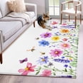 thumbnail image 1 of Colorful Wildflower Washable Area Rug 3x5 111 Bee Butterfly Purple Blue Pink Plant Low-Profile Large Area Rugs with Non Slip Backing Indoor Floor Carpet for Entrance Living Room Bedroom Home Office, 1 of 9