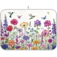 thumbnail image 1 of Colorful Wildflowers Butterflies Dish Drying Mat Kitchen Counter Mat Draining Mat Kitchen Accessories Dish Rack Pad for Dishes, Utensils, Countertops, Sinks 16x18in, 1 of 7