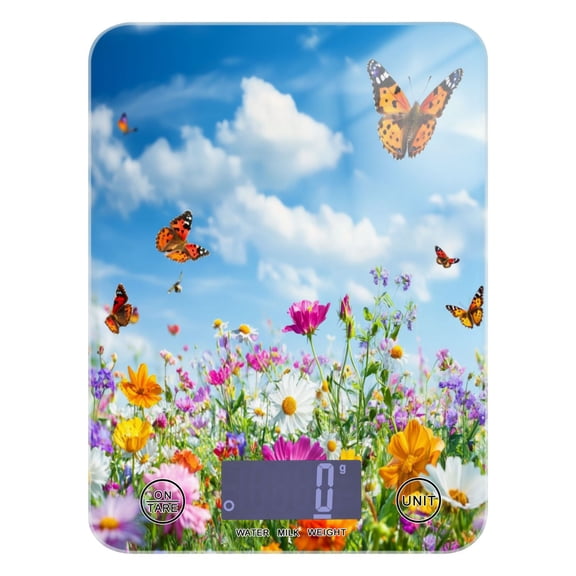Colorful Wildflowers Butterflies Food Scale Digital Kitchen Scale Waterproof Grams Ounces lbs for For Baking and Cooking