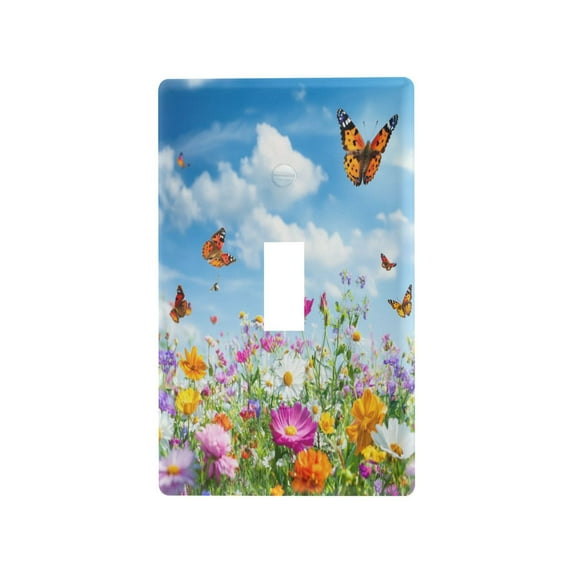 Colorful Wildflowers Butterflies Light Switch Cover Switch Plate Outlet Cover Plug Cover for Electrical Outlet