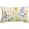 thumbnail image 1 of Colorful Wildflowers Spring Throw Pillow Cover, 12 x 20 Inch Spring Flower Cushion Case for Sofa Couch, 1 of 6
