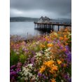 thumbnail image 1 of Colorful Wildflowers and Pier Panorama Canvas Print, Wall Decor for Living Room Bedroom Office Hallway Kitchen Hotel, 1 of 8