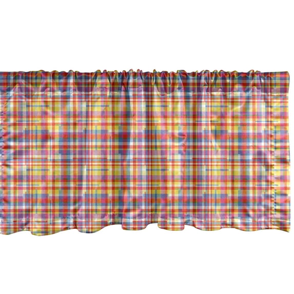 Ambesonne Colorful Valance Pack of 2, Abstract Striped Plaid Art, 54"X18", Multicolor