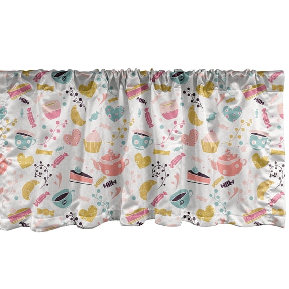 Ambesonne Colorful Valance Pack of 2, Different Tasty Sweets, 54"X18", Multicolor