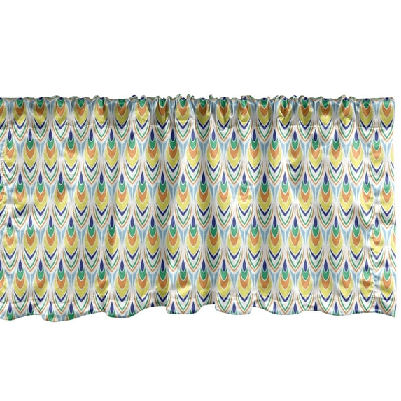 Ambesonne Colorful Valance Pack of 2, Tribal Feathers Motifs, 54"X18", Multicolor