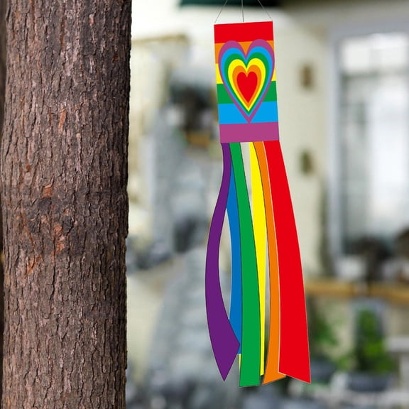 Colorful Windsock, Durable Tassel Windsock Streamer Reliable Hanging Flag Windsock Flagge Windsack for Balcony Camper Yard Outdoor Decoration , Style D