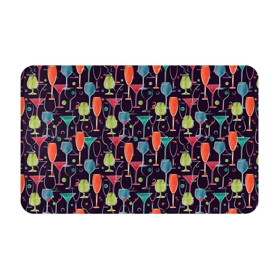 Colorful Wine Glass Print Front Door Mat, Indoor Mats for Bedroom Bathroom Kitchen, Floor Mat Non-Slip, Soft Carpet Floor Cover Machine Washable Entryway Mat - 20x31.5in