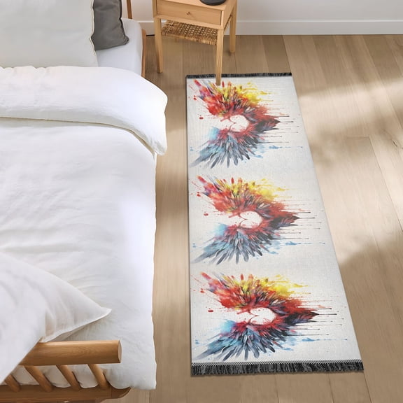Colorful Wings Heart Runner Area Rug 2x6 Soft Non-Slip Washable Bedside Carpet for Hallway Bedroom Living Room Home Decor
