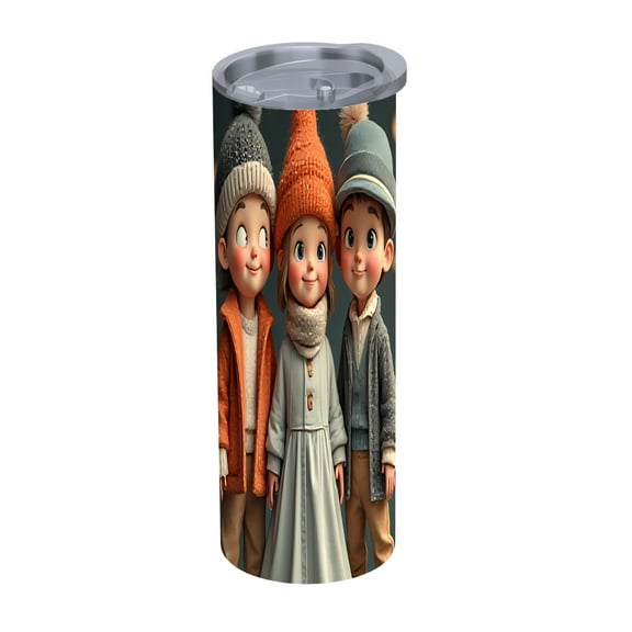 Colorful Winter-Themed 20 oz Stainless Steel Insulated Tumbler with Lids & Straw - Perfect for Home Office & Travel