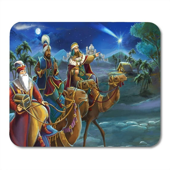 Colorful Wise Holy Family and Three Kings Traditional Scene Mousepad Mouse Pad Mouse Mat 9x10 inch