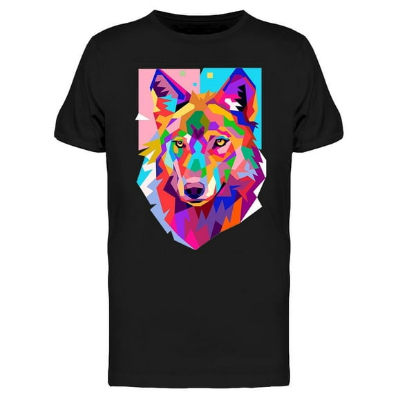 Colorful Wolf Head. T-Shirt Men -Image by Shutterstock, Male 3X-Large