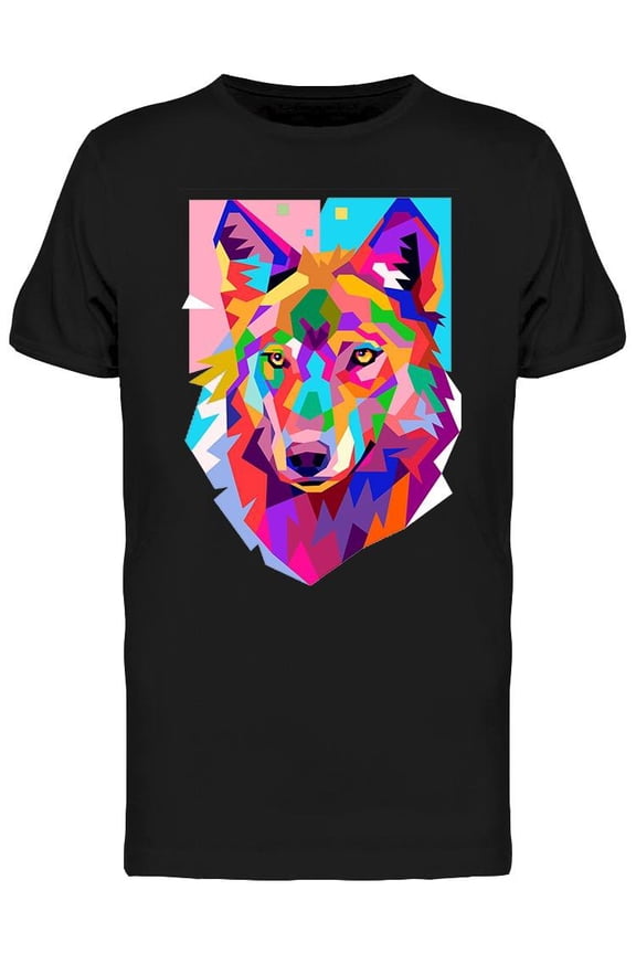 Colorful Wolf Head. T-Shirt Men -Image by Shutterstock, Male 3X-Large
