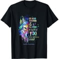 thumbnail image 1 of Colorful Wolf Illustration T-Shirt for Suicide Awareness and Kindness Advocacy, 1 of 5