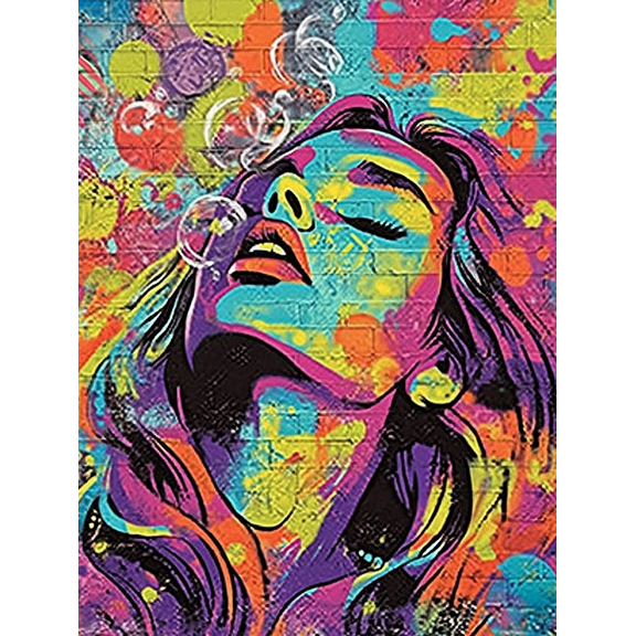 Colorful Woman Face Graffiti Decorative Painting/Canvas Art Suitable for Living Room Bedroom Office Studio Apartment Dorm Room Hallway Gallery Waiting Room Decor.