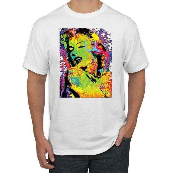 Colorful Woman Marilyn Monroe Pop Culture Men's Graphic T-Shirt, White, 4XL