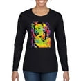 thumbnail image 1 of Colorful Woman Marilyn Monroe Pop Culture Womens Graphic Long Sleeve T-Shirt, Black, Small, 1 of 3