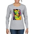thumbnail image 1 of Colorful Woman Marilyn Monroe Pop Culture Womens Graphic Long Sleeve T-Shirt, Heather Grey, 2XL, 1 of 3