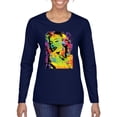 thumbnail image 1 of Colorful Woman Marilyn Monroe Pop Culture Womens Graphic Long Sleeve T-Shirt, Navy, 2XL, 1 of 3