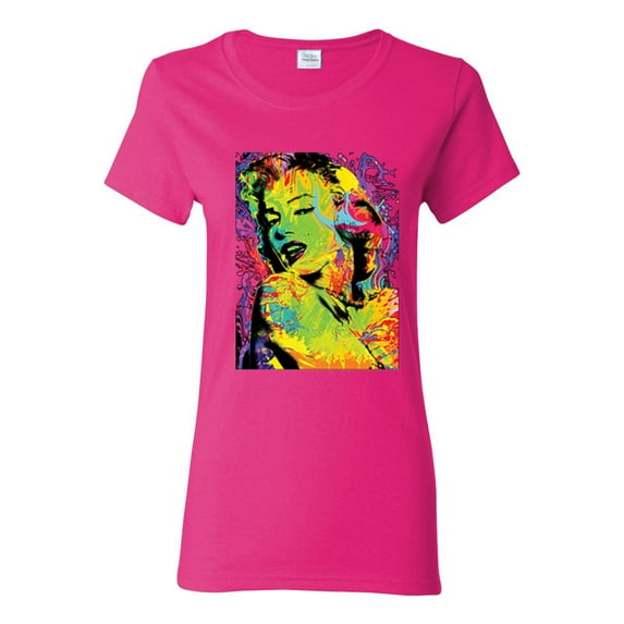 Colorful Woman Marilyn Monroe Pop Culture Womens Graphic T-Shirt, Fuschia, Medium