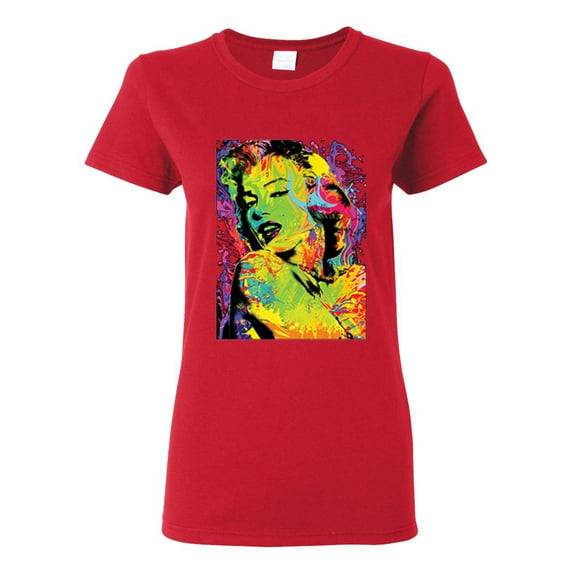 Colorful Woman Marilyn Monroe Pop Culture Womens Graphic T-Shirt, Red, 2XL