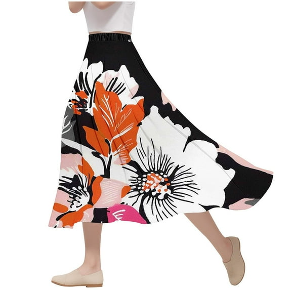 Colorful for Women Faux Linen Floral Graphic Maxi Long Midi Knee High Loose Fit Lounge High Cut Skorts Women 2025 Clothing Fashion Country Concert Y2K L