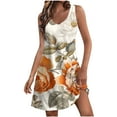 thumbnail image 1 of Colorful Women Floral Graphic Loose Fit Dress Crewneck Spandex Dress for Women Sleeveless Midi Knee High Lounge Summer Fall Dress 2025 Clothes Fashion Y2K L, 1 of 4
