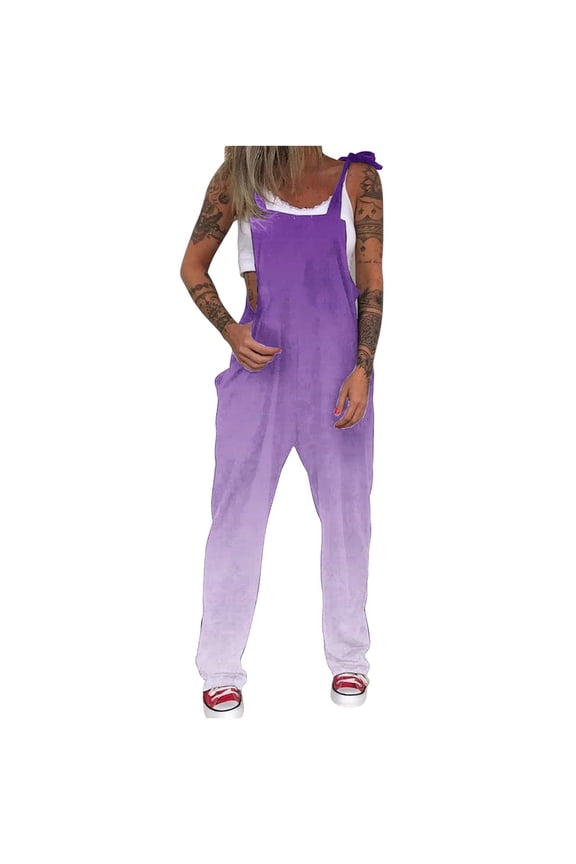 Colorful Women Gradient Loose Fit Coveralls Overalls Pants One Piece for Women Brunch Thin Straight Leg Long Leg Fall Summer Coveralls 2025 Clothing Fashion L