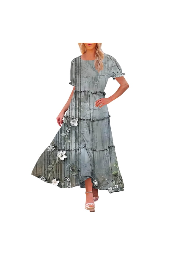 Colorful Womens Boat Neck Lace Spandex Dress for Ladies Short Sleeve Long Happy Gift Easter Lounge Summer Fall 2026 Soft Comfy Clothing Trendy Country Concert M