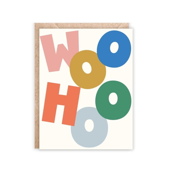 Colorful 'Woo Hoo' Greeting Card – Fun Celebration Card for Any Occasion – Blank Inside with Envelope Included – Perfect for Birthdays, Achievements, and Sending Cheer