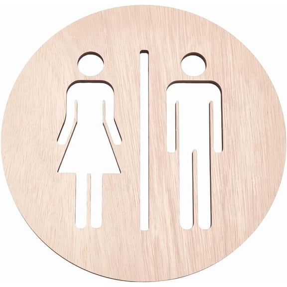 Colorful Wood Bathroom Signs 7.8Inch Round Unisex Restroom Signs Women Men Toilet Wall Signs Flat Wooden Toilet Wall Art Decor for Offices Businesses Restaurants and Public Restrooms