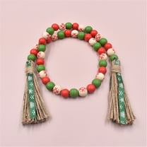 Colorful Wood Bead Christmas Garland, 38 Inch Snowflake String Ornament for Xmas Tree Decorations Home Party Festival(Green)