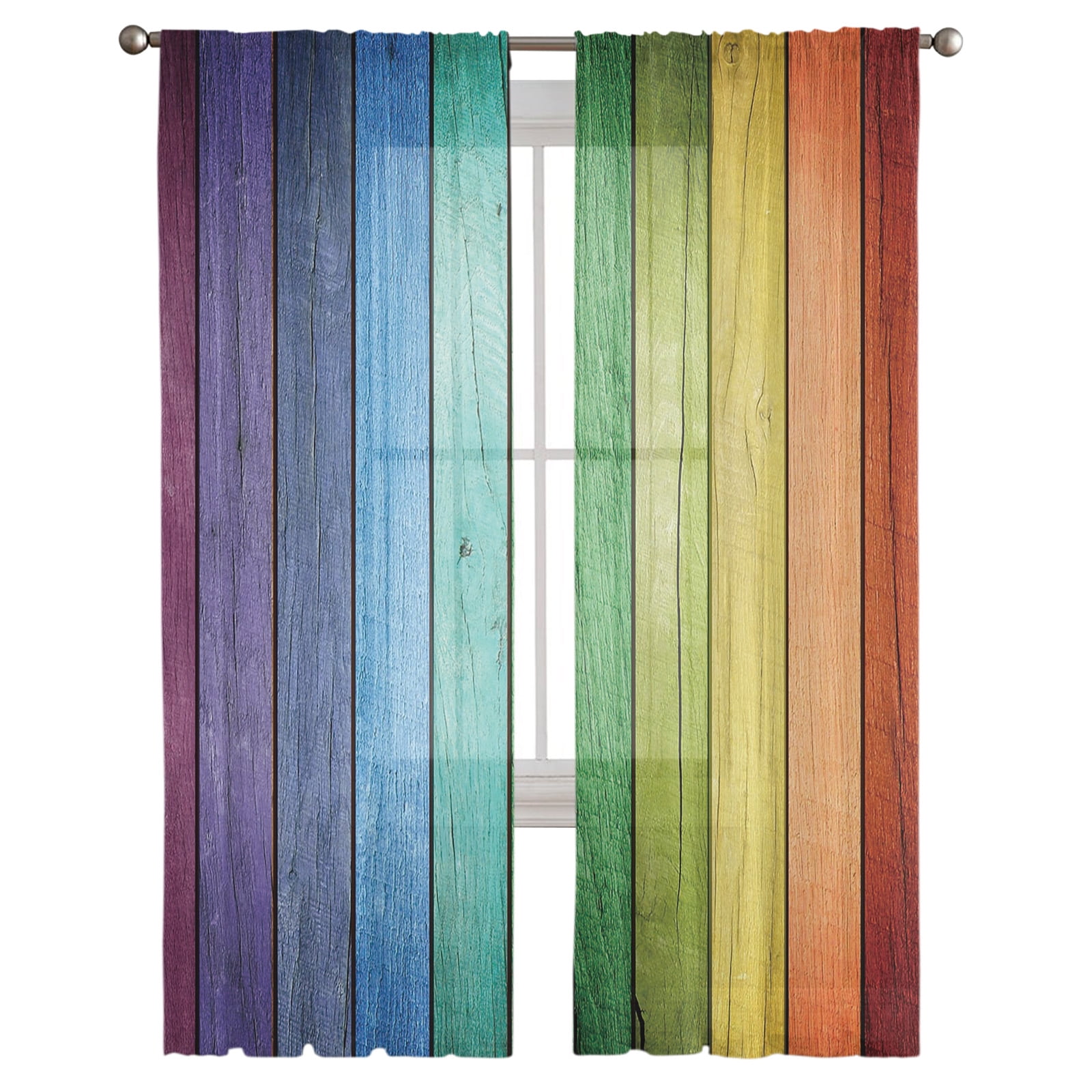 Colorful Wood Grain Sheer Curtain for Living Room Bedroom Voile Drape Colorful Wood Grain Sheer Curtain for Living Room Bedroom Voile Drape