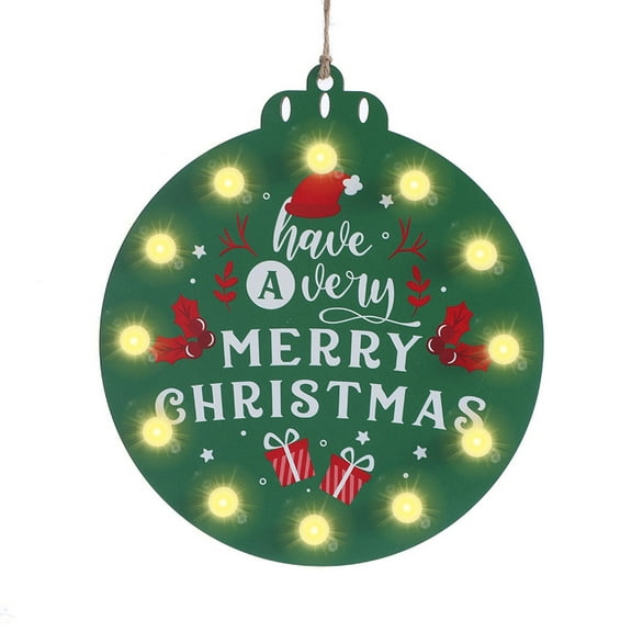 Colorful Wooden Led Christmas Wall Hanging Sign With "Merry Christmas" Message, Battery Powered For Indoor Outdoor Holiday Decor