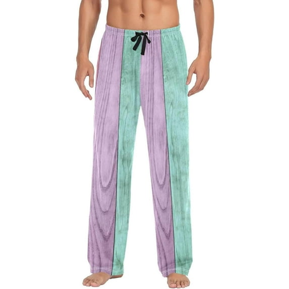 Colorful Wooden Pattern Ghost Pajama Pants, Men's Lounge Pants Light with Drawstring and Pockets, Christmas New Year Birthday Father's Day Gifts, Small