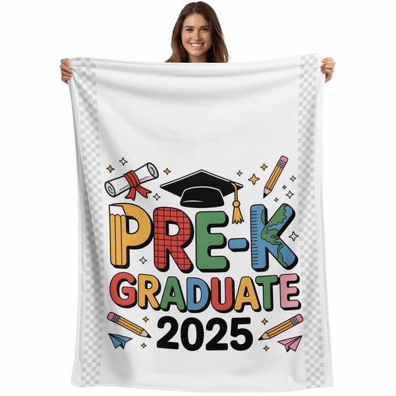 Colorful Words Graduation Blanket Soft Cozy Warm Throw Blanket for Couch, Plush Fuzzy Flannel Fleece Blankets for Sofa, 2025 Funny Cartoon Words Bed Blankets Lightweight Gifts for Women, 50"x60"