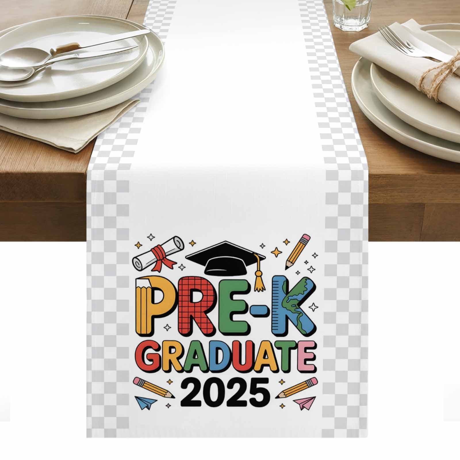 Colorful Words Graduation Table Runner - 36 Inch Long, Kitchen Dining ...