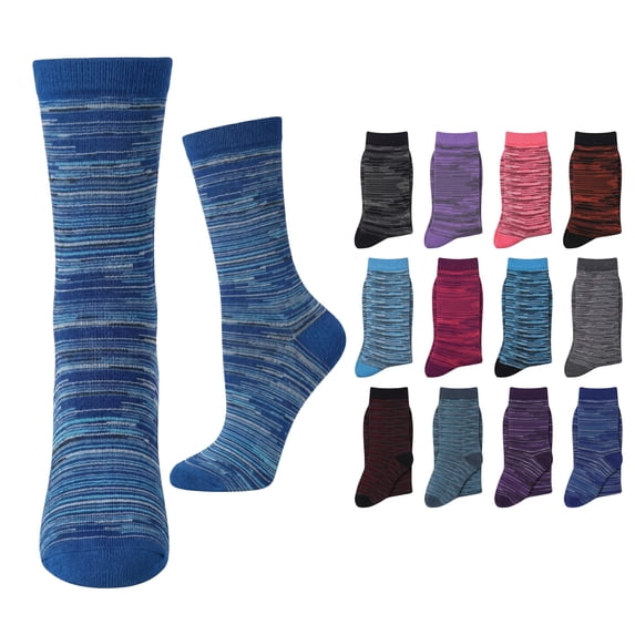 Tipi Toe Women's Comfortable Ribbed Crew Socks – Classic & Bright Colors for Daily Wear (12 Pairs)